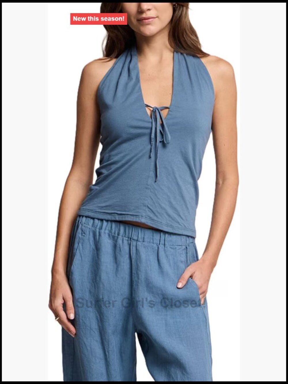 Gauzy Whisper Halter Top Sleeveless Cotton Spandex